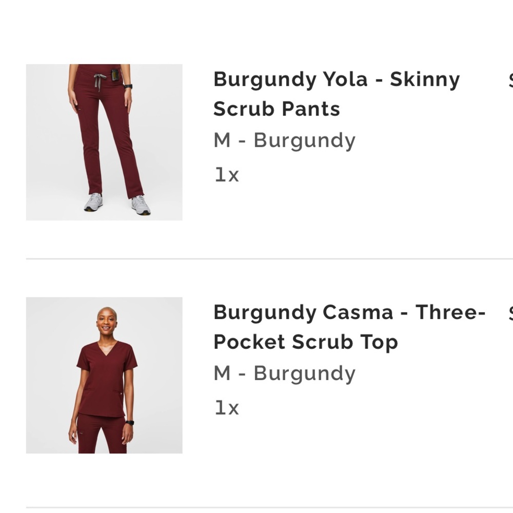 FIGS - “BURGUNDY” Set in Good Condition MEDIUM